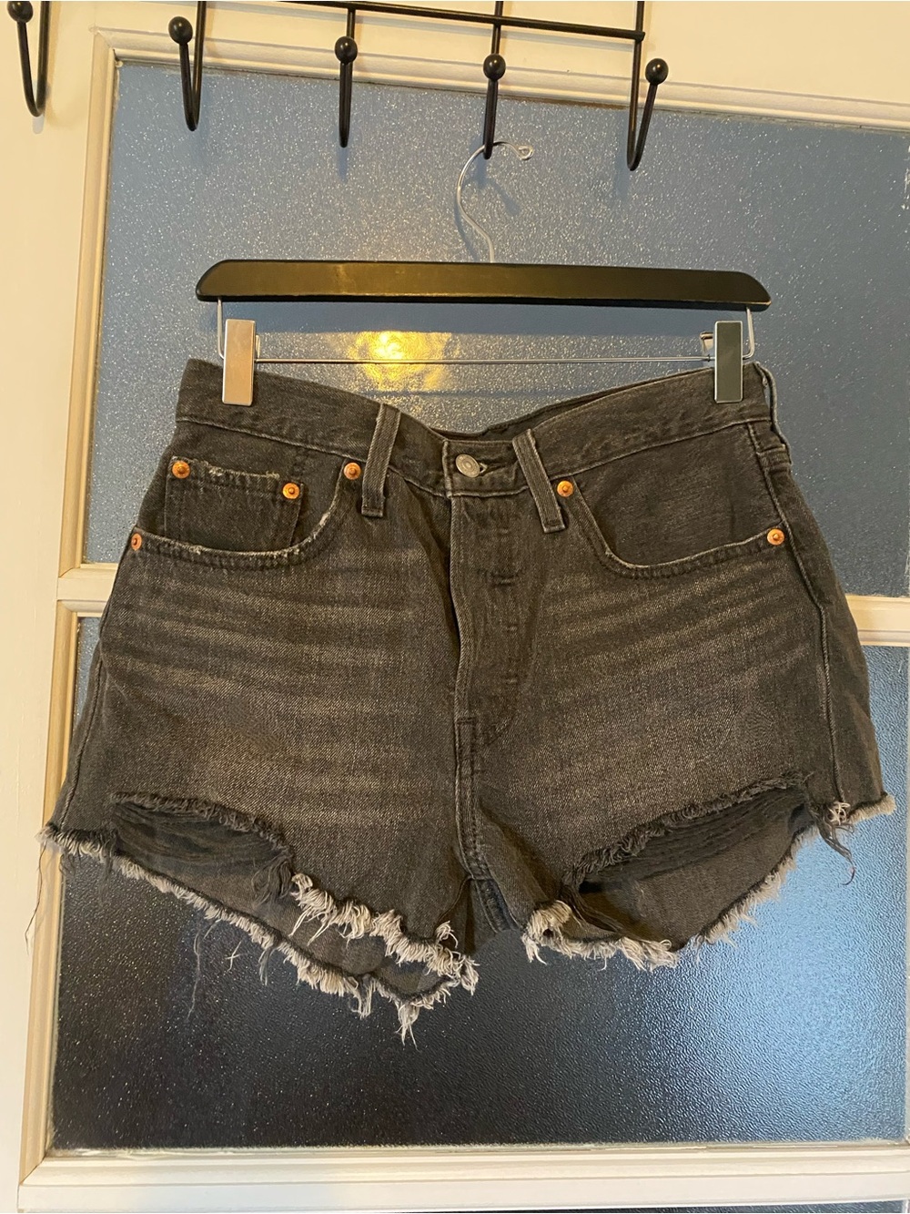 Levi's Black Distressed Cutoff Jean Shorts